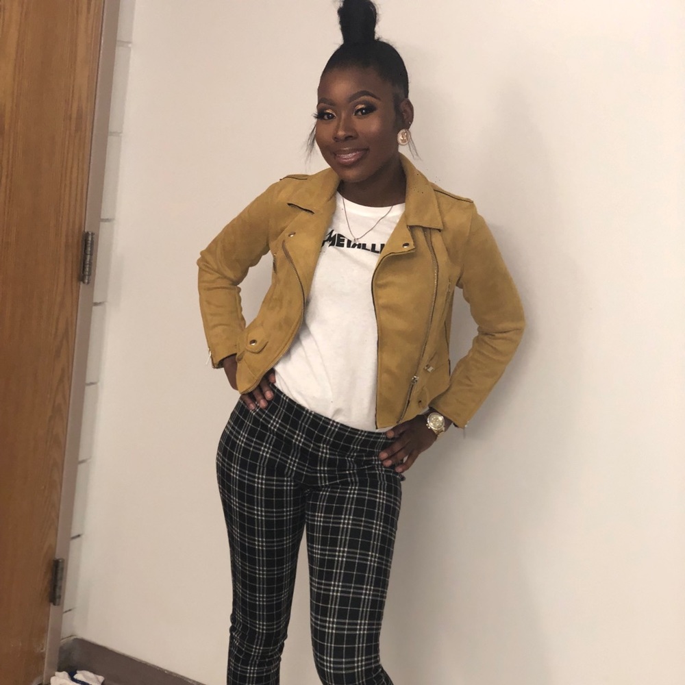 Faux Suede Yellow Moto Jacket!